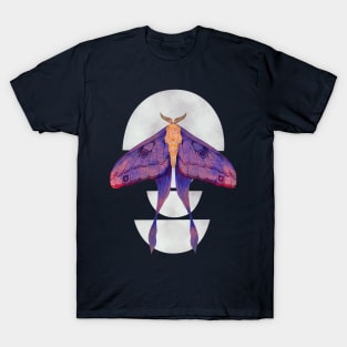 Purple Luna Moth on Half Moons Watercolor Art T-Shirt